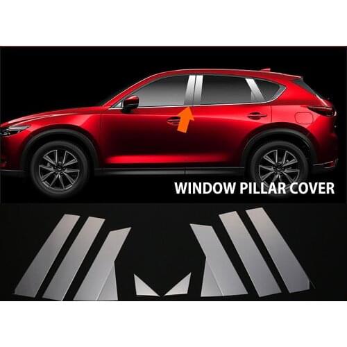 8pcs SUS304 Stainless Steel Window Pillar Garnish Molding Cover Trim For Mazda New CX-5 KF 2ND Gen 2017