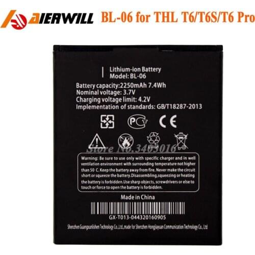 2250mAh BL-06 Battery for THL T6 Pro T6S T6 Bateria Batterij Accumulator
