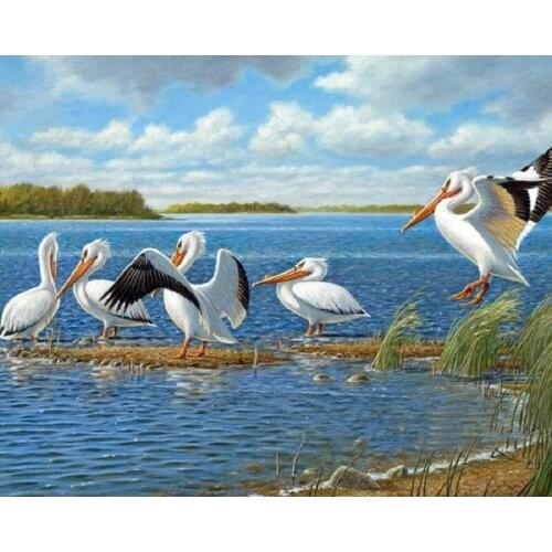ARMYQZRound diamond square diamond embroidery animal 5D diamond painting DIY riverside water bird cross stitch diamond mosaic ne