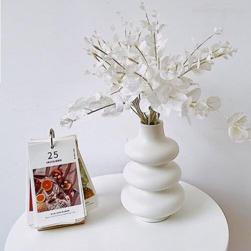 White ceramic vase desktop decoration office flower arrangement container home decoration living room decoration garden