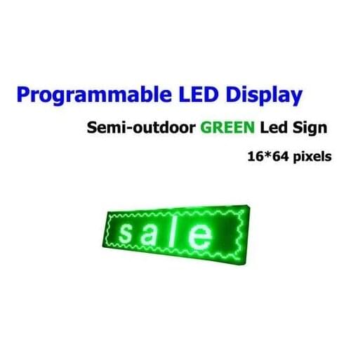 FREE SHIPPINGLED Electronic Scrolling Display Message Billboard Green LED Sign Semi-outdoor Advertising Board 16*64pixel 25*73cm