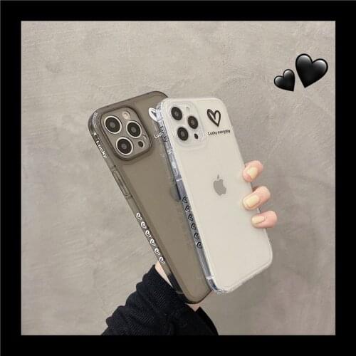 For iPhone 12 Pro Max Mini Cute Cartoon Love Heart Soft TPU Transparent Phone Case For iPhone 11 Pro XR XS Max X 7 8 Plus Case