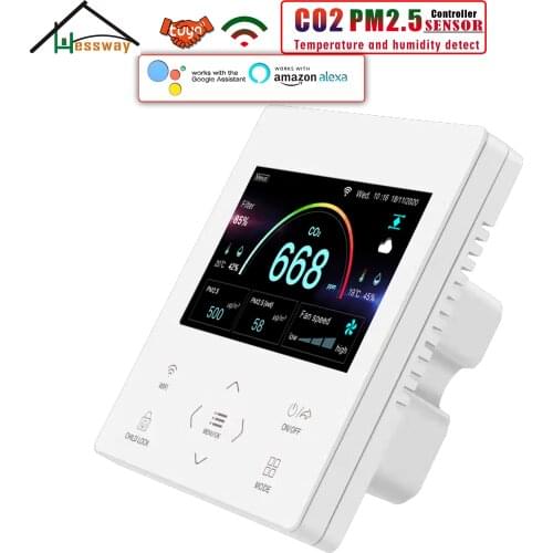 HESSWAY WIFI RS485 Indoor Air Quality PM2.5&CO2 Sensor Controller for Voltage Converter 0-10V PWM Temperature Humidity Detector