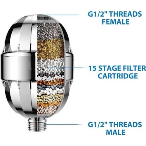 G1/2 Output Shower Head Filter Removes Chlorine Fluoride Heavy Metals Hard Water Softener Handheld Shower Head Filter Cartridges