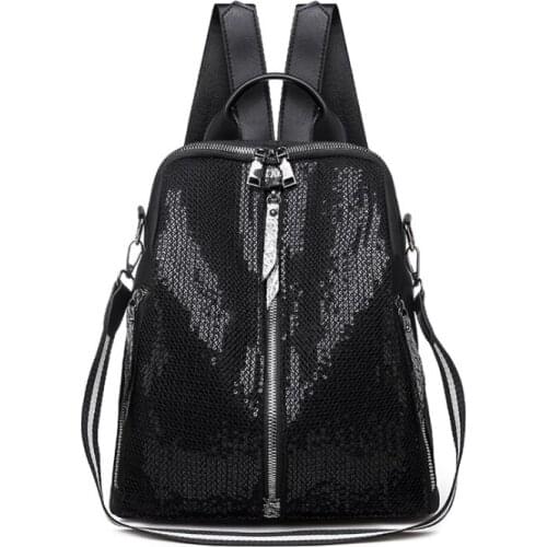 Summer New Femme Fashion Sequins Backpack Women Blingbling Teenager Girls Small Travel Bags