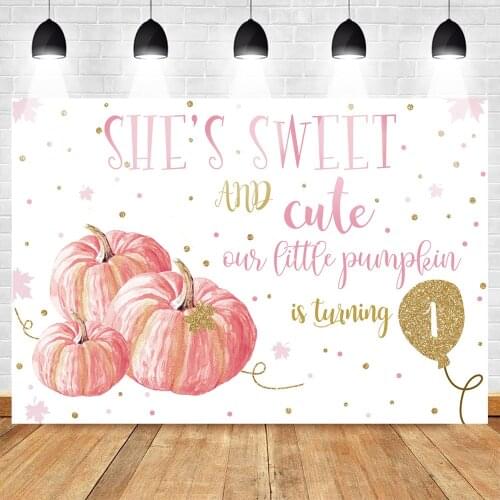 Sweet and Cute Baby 1st Birthday Photography Backdrops Little Pumpkin Birthday Party Maple Leaf Photo Background for Photobooth