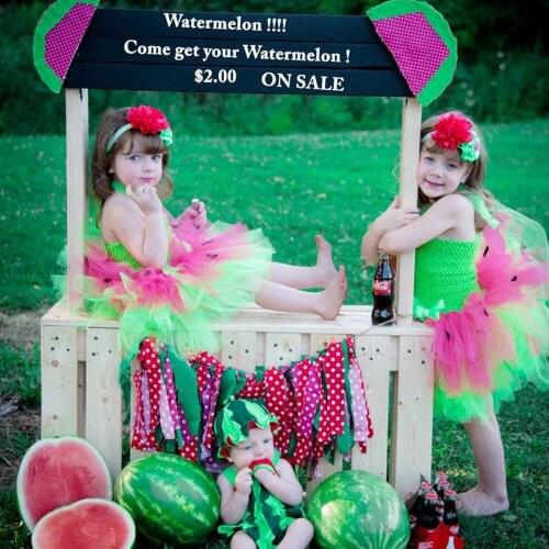 Cute Baby Watermelon Costume Dress Girls Fruit Cosplay Outfits Halloween Fancy Costumes Carnival Disguise Cloth Baby Photo Props