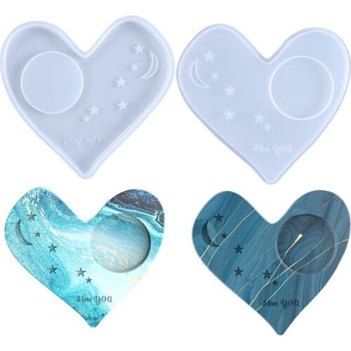 Multipurpose Heart Shape Coaster Molds Candle Holder Resin Mold DIY Silicone Moulds For Home Decoration