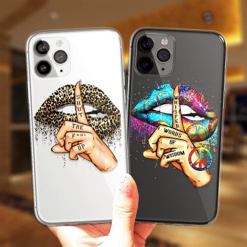 Fashion Leopard Lips Kiss Protective Case For iPhone 11 12 Pro XS Max X XR 6 6S 7 8 Plus 5S SE Transparent Soft Silicone Cover