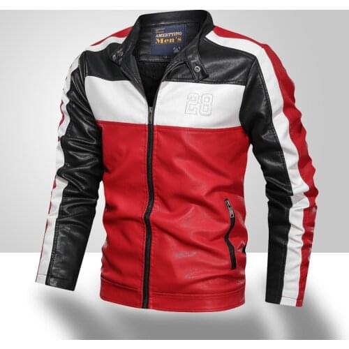 2021 Mens Autumn Winter Motorcycle Bomber Jackets Male PU Leather Slim Fit Biker Jacket Coat Man Faux Leather Coats Outdoor