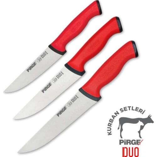 Pirge, DUO Professional Butcher Meat Knife Set 3 Pieces, Professional Household Knives, Kitchen Knives and Chef Knives - 35134