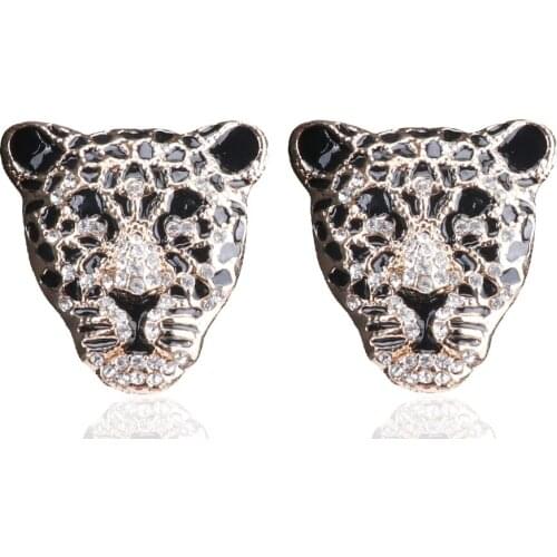 New Leopard Big Brand Design Luxury Leopard Pendant Crystal Stud Earrings Statement Earrings Jewelry And Boxes