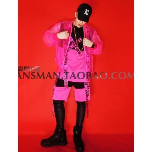 New style Mens Popular hip-hop letters printed vest costumes set nightclub bar singer dj stage show dance wear party