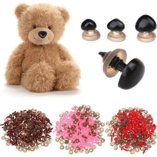 100pcs Plastic Triangle Safety Nose Black/Brown/Red/Pink Toys Puppet Doll Nose Buttons Teddy Dog Stuffed Animals Doll Accessorie