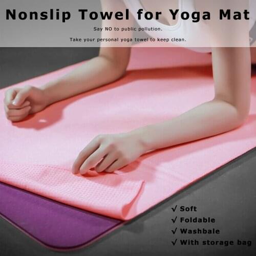Yoga Towel Nonslip Mat-sized Soft Absorbent Microfiber Blanket Hot Yoga Pilates Foldable Washable for Gym Office Picnic Camping