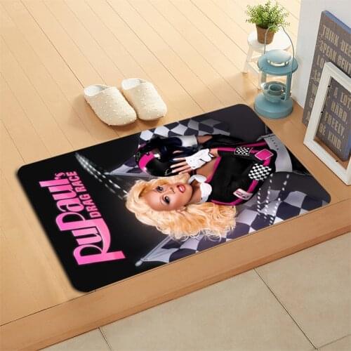 Custom RuPauls Drag Doormat Floor/Bath/Kitchen/Beach Mat Flannel Sponge Fabric 3D Printed Shaggy Decoration For Bedroom 9-2