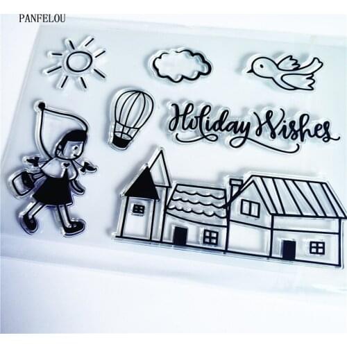 PANFELOU The girl village Transparent Silicone Rubber Clear Stamps cartoon for Scrapbooking/DIY Easter wedding album