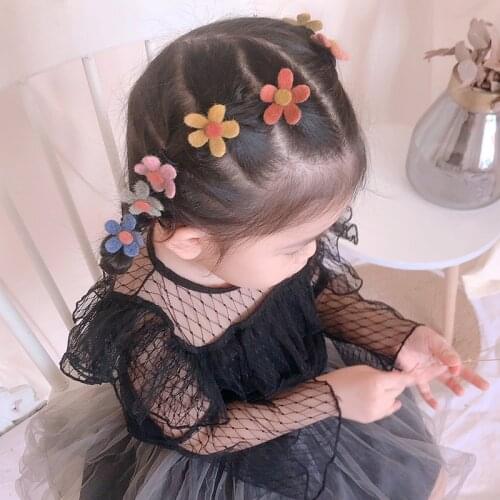 10pcs/Set Kids Toddlers Wool Crochet Bows Hair Ties Rope Girls Felt Wooden Flower Hair Bands Smiling Girls Kids Hair Accessories