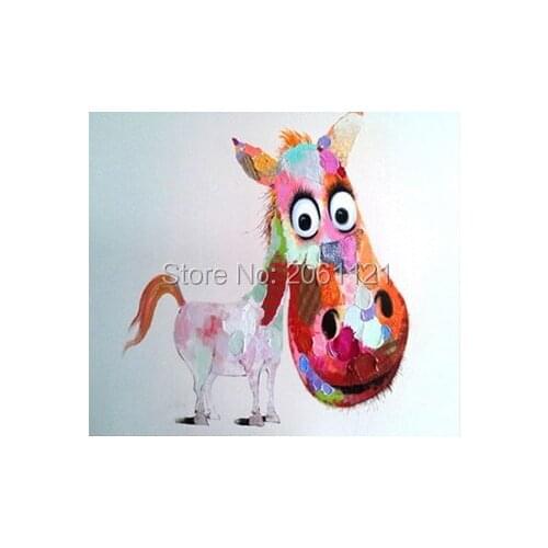 Hand Painted Abstract Art Oil Paintings On Canvas cute funny animal picture painting horse wall Picture for kid room Decoration