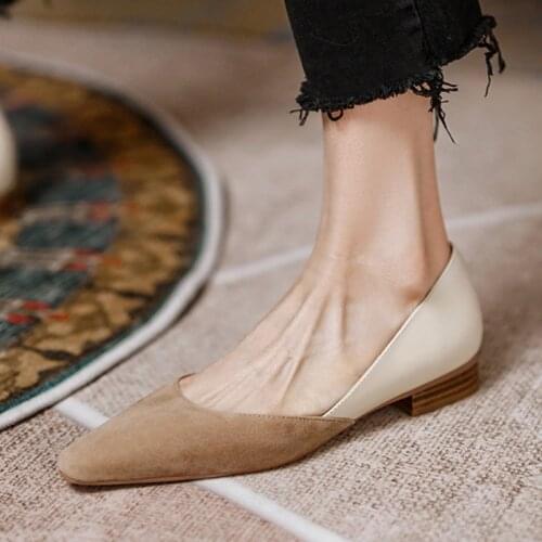 Mixed colors fashion concise design streetwear small square toe 1.5cm low heels slip on brown leisure women pumps MUC18 MUYISEXI