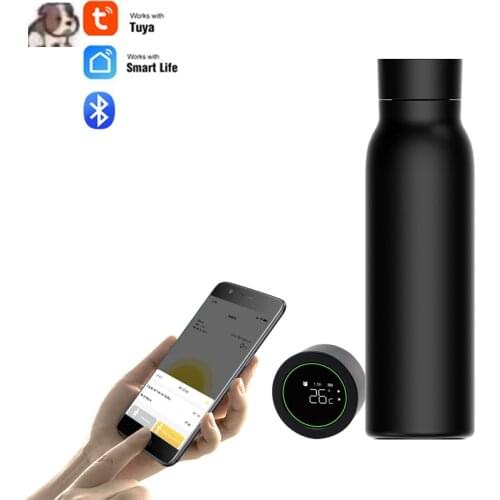 600Ml Tuya Smart Life Smart Bottle 304 Stainless Steel Vacuum Water Cup Temperature Display Thermoses Coffee Cup Promotional Gif