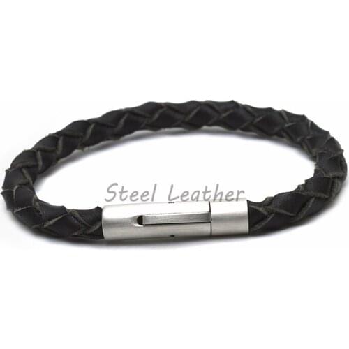 5pcs/lot engrave logo Genuine Leather Bracelets Vintage Handmade Braided Fashion Men Male Cuff Sporty Bracelets Real Leather