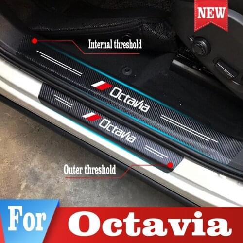 Car Protector Door Sill Scuff Plate Decor Sticker For Skoda Octavia a7 a5 a3 1 2 3 2006-2016 2017 2018 2019 2021Accessories
