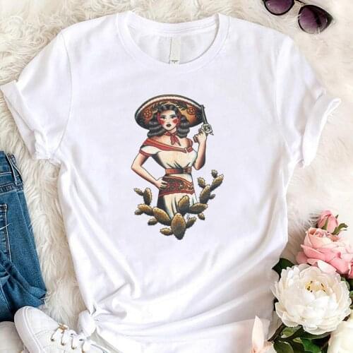 La Ranchera Sexy Girls Women T Shirts Harajuku Cactus Vintage Cotton Kawaii Tshirt Causal Summer Fashion Tops Dropshipping Tee