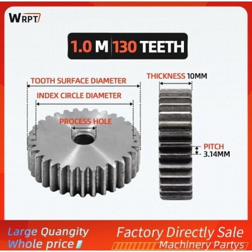 1Pcs 1M 130 Teeth spur pinion Carbon Steel Gears 130T Indusrtrial Parts,Spur gear thickness 10MM craft hole