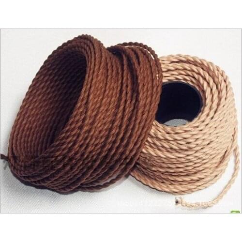 2 Core Electrical Wire Vintage Twisted Fabric Cable Woven 0.75mm*2 Cord Textile Cable Pendant Lamp Cord Edison Lighting wire