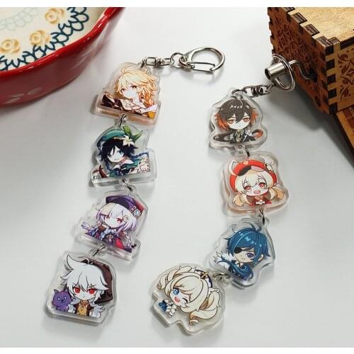 2021 Genshin Impact Keychains Kawaii Key Rings Pendants Gifts Collections Fashion Jewelry