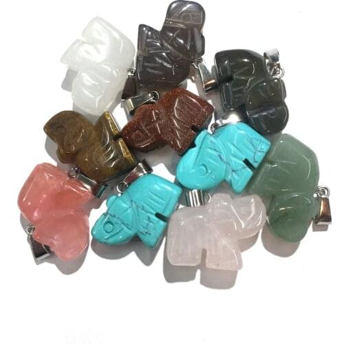 1PC Elephant Shaped Opal Stones Pendant Reiki Healing Natural Stone Amulet DIY Jewelry Natural Stone Charms Size 15x20mm