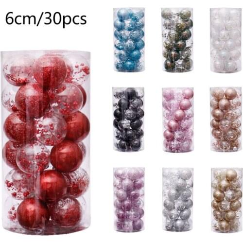 6cm/30 Pcs Christmas Balls Clear Plastic Ornaments Party Xmas Tree Hanging Decor F1CC