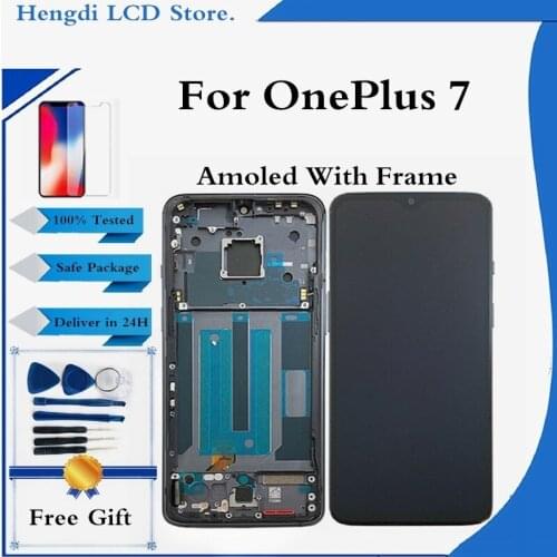 Amoled LCD For OnePlus 7 LCD Display Touch Screen Digitizer Assembly For OnePlus 7 Display With Frame GM1900 GM1901 GM1905