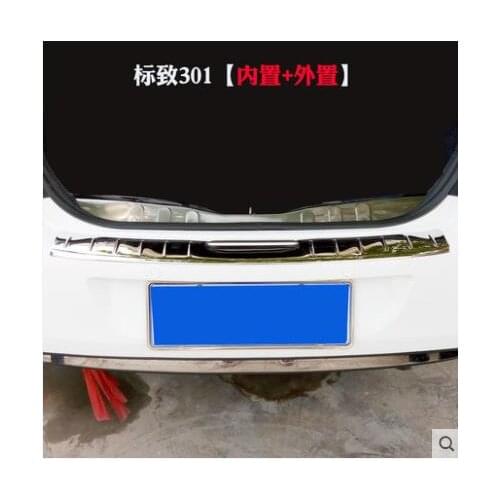 Car styling stainless steel Rear Bumper Protector Sill Trunk Tread Plate Trim for Peugeot 301 2014-2016 2PCS Car accessories