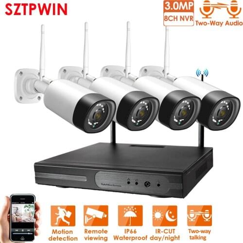 TwowayaudioWireless CCTV System 3.0MP 8ch 3MP IP Camera Audio Waterproof Outdoor Security System video Surveillance Kits