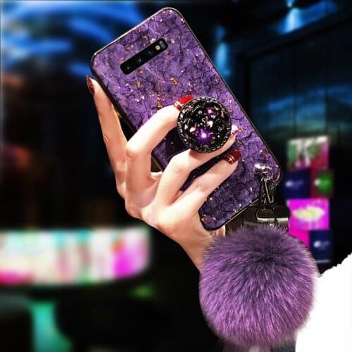 Luxury Glitter Case For Samsung S20 Plus S9 S8 S10 Plus S10 Note 10 9 8 A50 A70 A7 A9 2018 Stand holder fur ball phone case