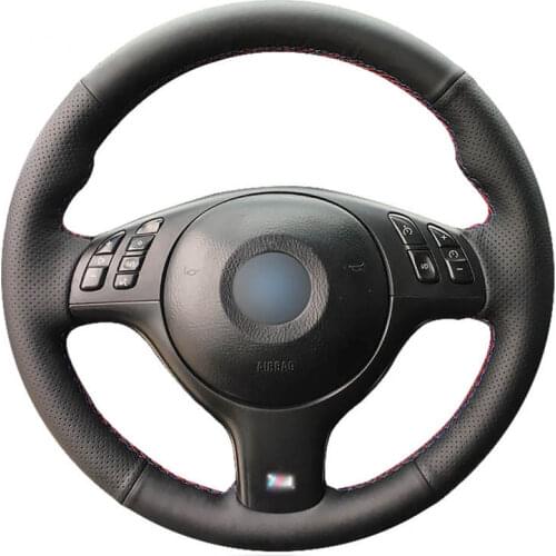 Black Perforated Micro Fiber Leather Hand Sew Wrap Steering Wheel Cover for BMW E46 E39 330i 540i 525i 530i 330Ci M3 2001-2003