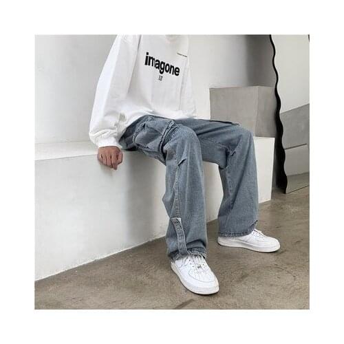 Spring/autumn Retro Nine Division Jeans men/women Straight Tube Loose Fit Students Versatile Wide Leg Hip Hop Cargo Pant