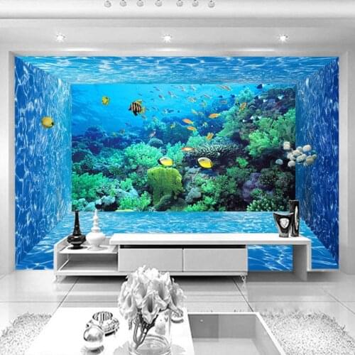 Beibehang Custom 3D Photo Wallpaper Mural 3D Stereoscopic Space Underwater World Living Room Bedroom TV Background Wall Papers