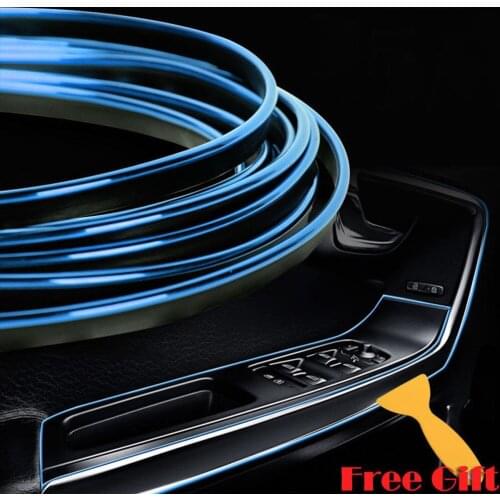 Blue 5 Meters/16.4ft Universal Car Auto Interior Decor Dashboard Door Edge Gap Molding Trim Decoration Insert Decorative Strip