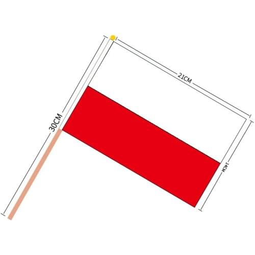 Free shipping 100pcs poland Hand Flag National poland Hand Flag 14*21cm Polyester Banner Custom Hand flag