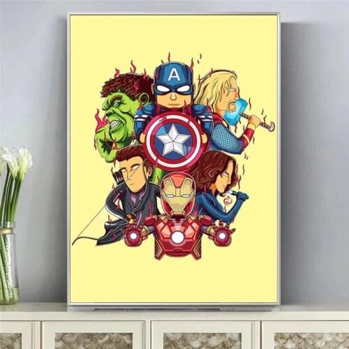 Disney Canvas Painting Marvel Superhero US Captain Hulk Thor Anime Prints and Posters Wall Art Picture for Kids Room Decoration