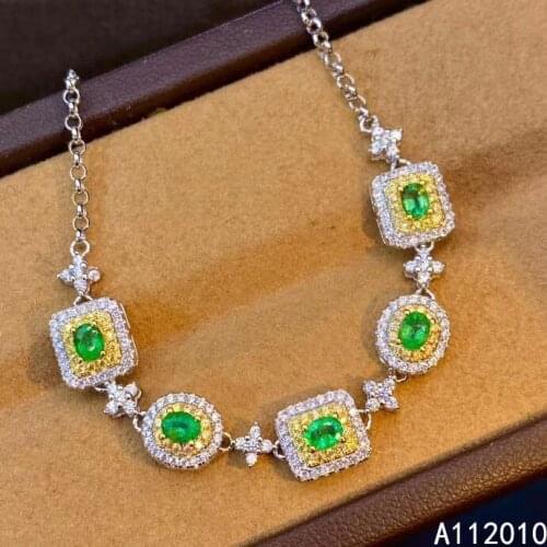 KJJEAXCMY Fine Jewelry 925 Sterling Silver inlaid gemstone Emerald classic women new hand bracelet support test hot selling