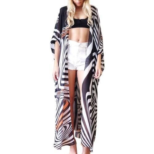 Hot fashion Summer Women Long Beach Dress Swimwear Chiffon Cardigan Kaftan Bikini Cover UP