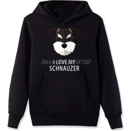 New I Love My Schnauzer Dog Print Hoodies Men Hooded Cotton Sweatshirt Casual Male Hip Hop Coat Tops Harajuku Streetwear