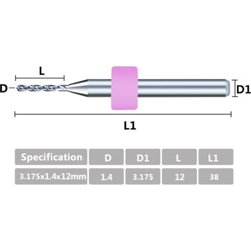 10pcs 1.4mm mirco pcb drill set 3.175mm shank carbide drill for drill circuit board printing cnc edging drill