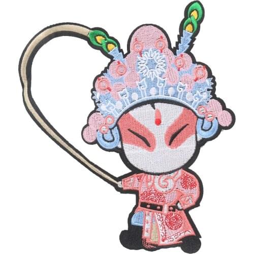 Peking Opera Character Embroidery Patches Cartoon Chinese Style Fabric Appliques Iron on Patches for Clothing Stickers Badge