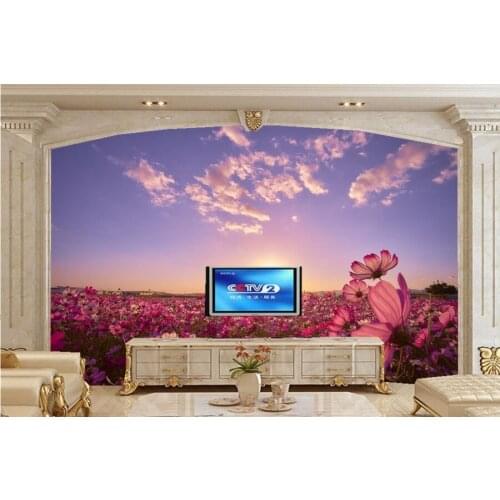 Custom 3D mural, plant Fields Sunrises and sunsets Sky Nature Flowers wallpaper,living room sofa TV wall bedroom papel de parede