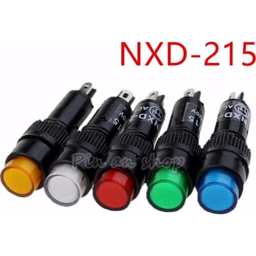 1 Pcs NXD-215 8mm 6V 12V 24V 36V 110V 220V DC AC Panel Mount Neon Indicator Pilot Signal Light Lamp Red Green Yellow